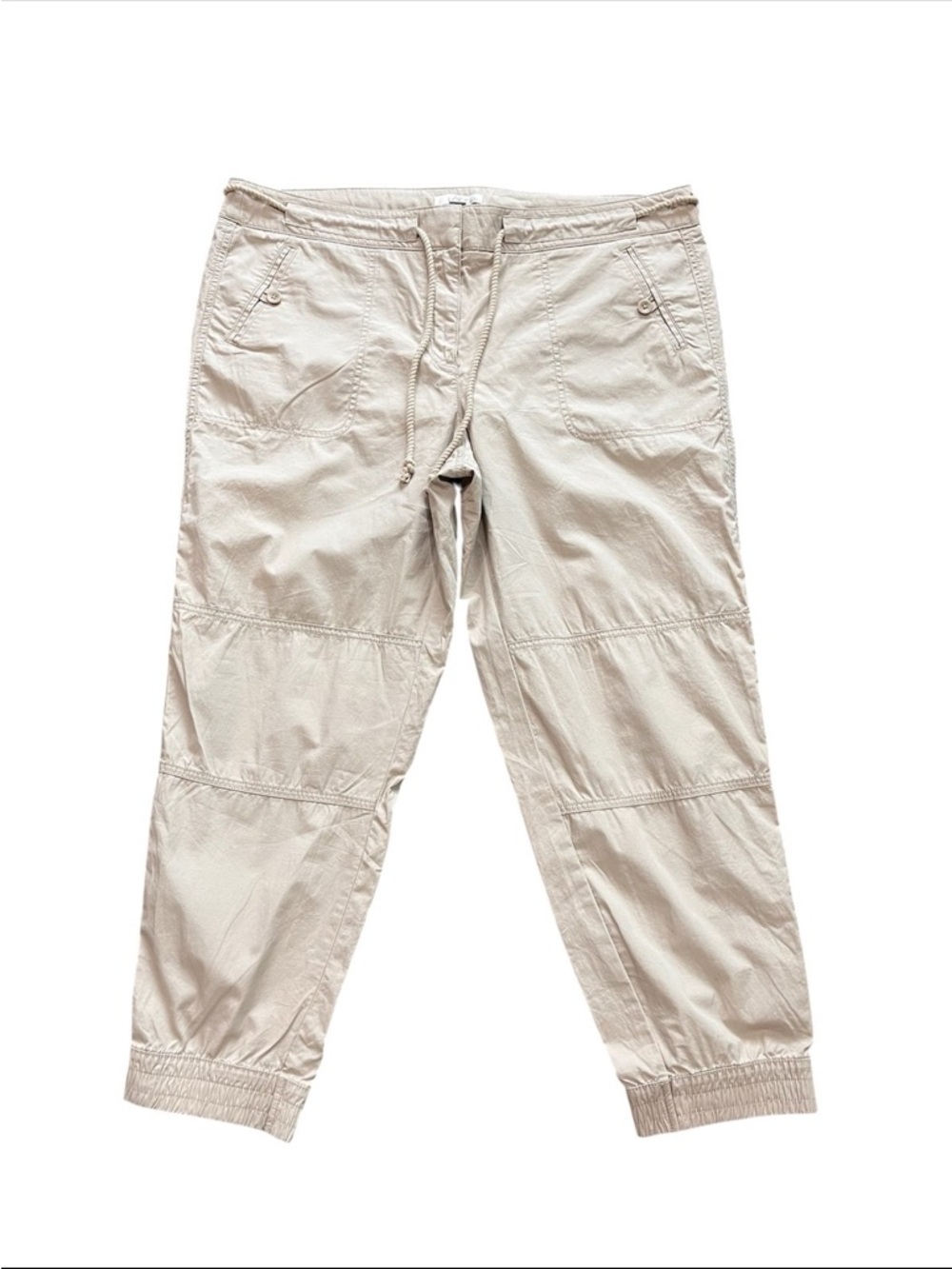 Loft NWT 100% Cotton Rope Drawstring Khaki Cargo Jogger Pants - Size 14